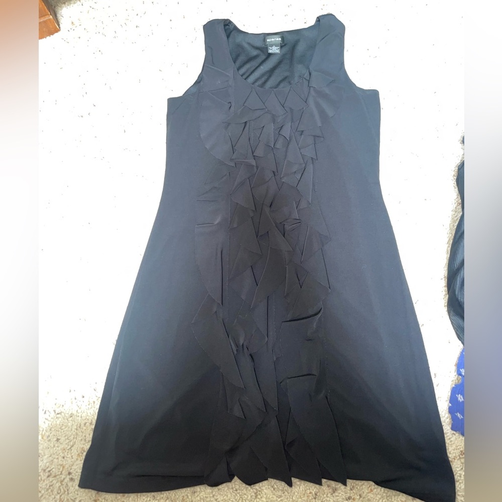 Spense Black Ruffle Formal Dress